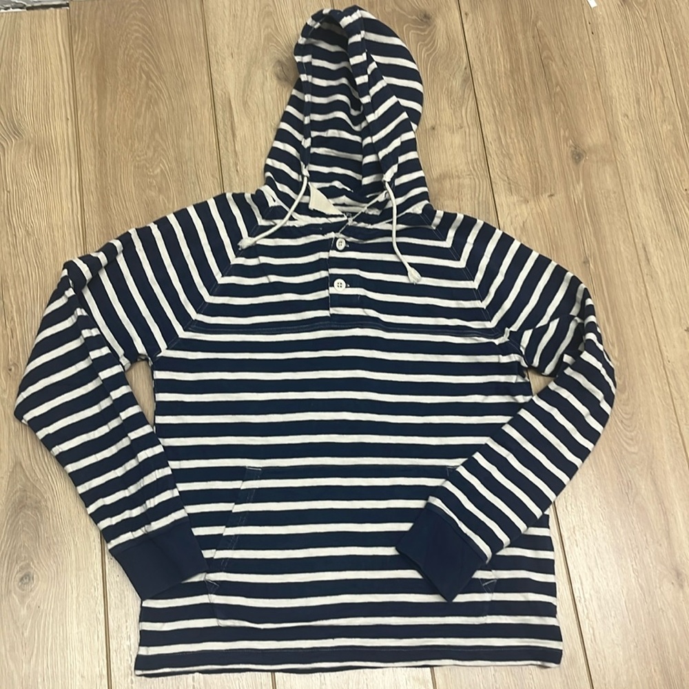 J. Crew Navy and White Striped Hoodie. Fits like  medium